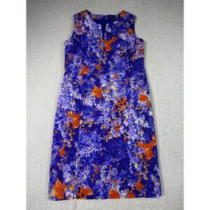Worth Women 10 Purple Orange Floral Shift Knee Length Sleeveless Summer Dress